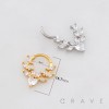 MARQUISE CZ GEMSTONE LEAF WREATH HINGED SEPTUM CLICKER RING 316L SURGICAL STEEL